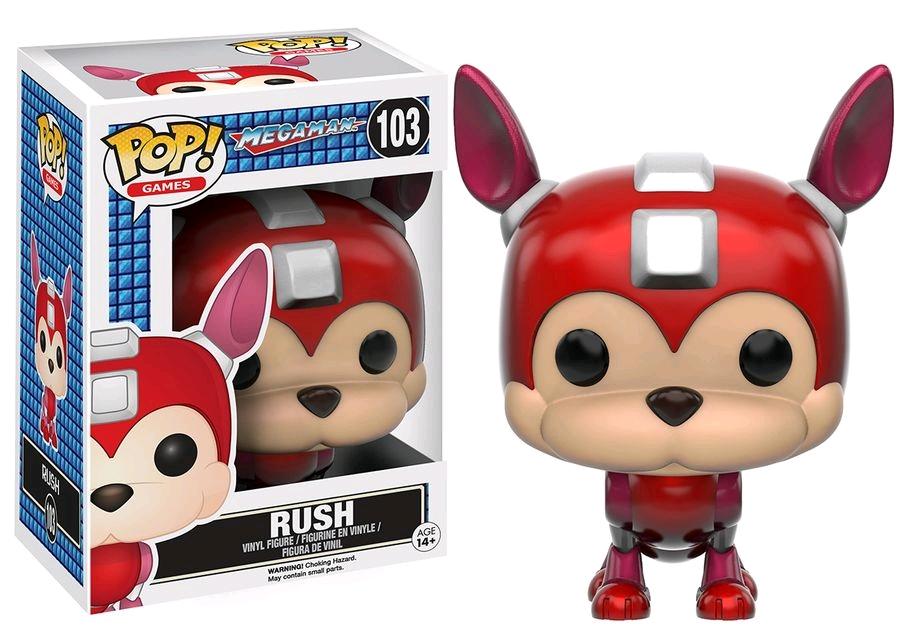 Ajoutez une touche de loyauté canine à votre collection avec cette figurine Funko Pop de Rush, le fidèle compagnon robotique de Mega Man.