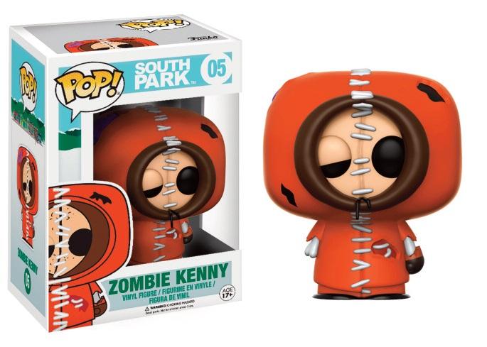 Cette version zombie du personnage emblématique montre Kenny avec des traits de mort-vivant, tout en conservant son célèbre manteau orange.